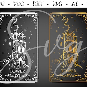 Tarot svg, La TORRE SVG, Adivino svg, místico svg, Major Arcana Deck svg, Astrología svg, Cricut gótico, Cortar archivos