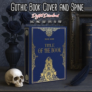 Gothic Book Cover and Spine SVG, candle girl book cover, Bookbinding Cover Design File, Vinyl Book Cover, Book Lover gift, digital files