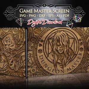 Dungeon Master Screen svg, Table Top Gaming screen Cut File, jeux rpg svg, Game Master gift, Écran pour tableau, écran DM, Téléchargement instantané