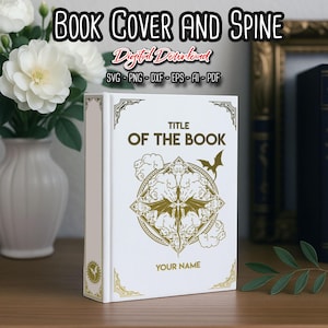 Dragon Book Cover and Spine SVG, Bookbinding Cover Design File, Vinyl Book Cover, Bookish Merch, Book Lover gift, digital files