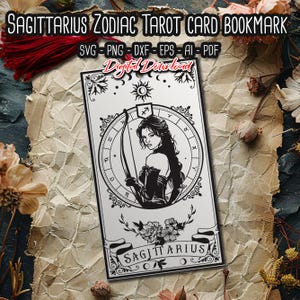 Schütze Sternzeichen Tarot Karte Lesezeichen SVG, Zeichen und Astrologie Lesezeichen, Witchy Lesezeichen, Bookish Merch, Buchliebhaber Geschenk, digitale Dateien