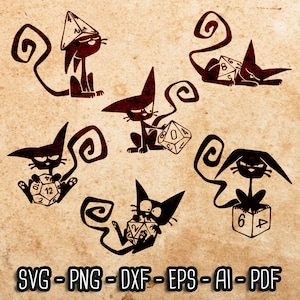 Dados gato SVG, Dungeon Master svg, Conjuntos de dados, DnD Cat Mom, RPG svg, D20, jogos de rpg, Role Playing Game svg, Cricut e Silhouette