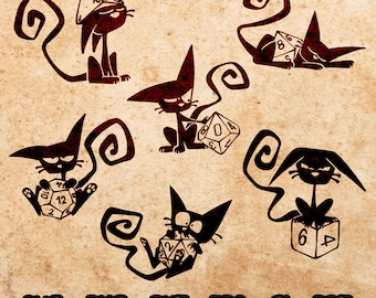 Dice Cat SVG: DnD RPG Funny Cats (Digital Files)