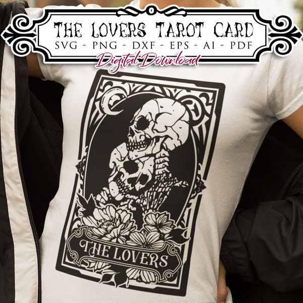 The lovers tarot card SVG, Skeleton Love V2, Tarot card svg, the lovers svg, mystic svg, valentine svg, Astrology, Gothic Cricut, Cut Files