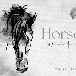Horse head clipart, watercolor horse clipart, Horse Art Printable, animal watercolor painting, animal clipart, Horse lover png