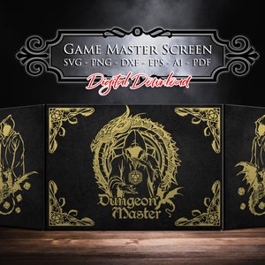 Game Master Screen svg, Dungeon Master Screen Cut File, juegos rpg svg, regalo Game Master, Pantalla para tablero, pantalla DM, Descarga instantánea