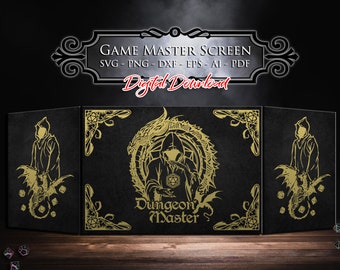Game Master Screen svg, Dungeon Master Screen Cut File, rpg games svg, Game Master gift, Screen for board, DM screen, Instant download