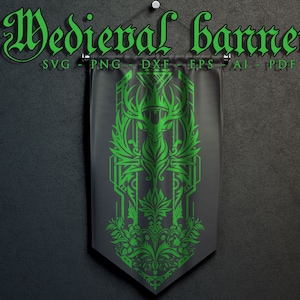 Medieval banner SVG, Deer flag, Fantasy Tapestry svg, wizard party banners, Game Night banner, Instant Download, Cricut Cut Files