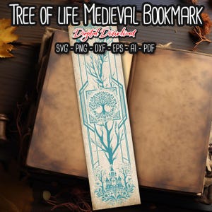 Tree of life Medieval bookmark SVG, Fantasy bookmark, Magical Bookmark, Bookish Merch, Book Lover gift, digital files