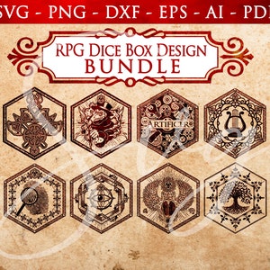 RPG dice box design BUNDLE svg, rpg classes, rpg game, Dice Set Box svg, Gaming Dice Box design svg, Cricut Cut Files