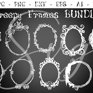 Creepy frames BUNDLE svg, Spooky Frame SVG, Halloween Frames SVg, Horror Gothic Wall Decor, Ornate Black Frames, halloween party clipart