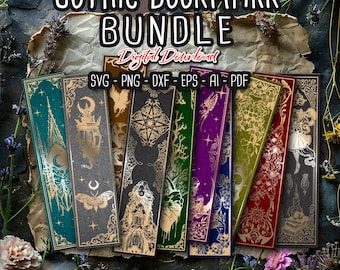 Marcador gótico BUNDLE SVG, 10 marcadores svg, marcador de bruxa, marcadores assustadores, produtos de livros, presente para amantes de livros, arquivos digitais