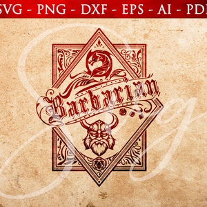 Barbarian DnD Class Emblem SVG: RPG Cut File (Digital Download)