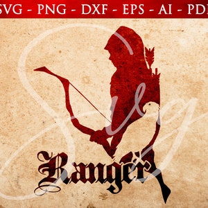 RPG Ranger Silhouette svg, RPG svg, D20, jogos de rpg, png, dxf, eps, ai, arquivos pdf, arquivos Cricut e Silhouette Cut, download instantâneo