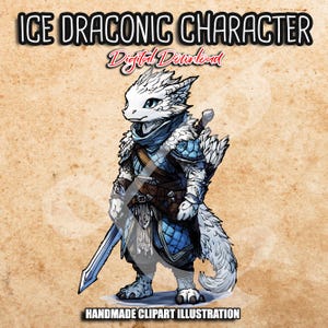 PNG personaggio draconico di ghiaccio, clipart fantasy, giochi di ruolo, TTRPG, ritratti di PNG, clipart di gioco di ruolo sfondo trasparente