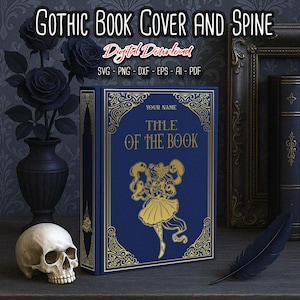 Gothic Book Cover and Spine SVG, Haunted Library book cover, Bookbinding Cover Design File, Vinyl Book Cover, Book Lover gift, digital files