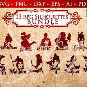 RPG silhouettes Bundle PACK 6, D20, rpg games svg, Pathfinder Gamer, Role Playing Game svg, Cricut and Silhouette Cut Files