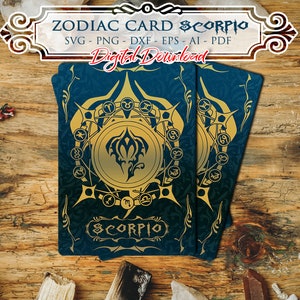 ESCORPIO Zodiac Card Svg, Signos de Astrología svg, Símbolos del Zodíaco svg, Signos de Constelación, Horóscopo, svg místico, Witchy Svg, Cricut gótico