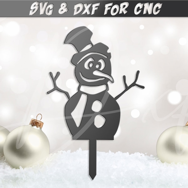 Snowman stake DXF, Christmas CNC, Winter Holiday svg, snowman yard, Garden Decor, snowman svg, DXF file for plasma, laser water jet vinyl