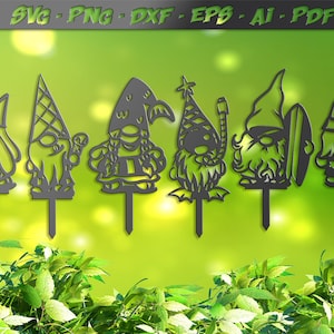 Summer Garden Gnome Stakes SVG: Plasma, Laser Cut Files (Digital Download)