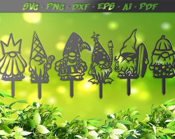 Summer Garden Gnome Stakes SVG: Plasma, Laser Cut Files (Digital Download)