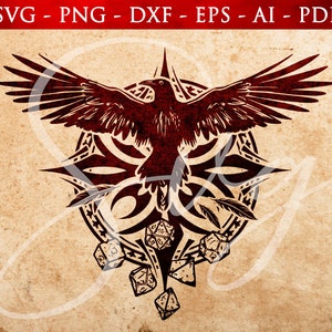 Rabe Würfel svg, Dungeon Master svg, RPG svg, W20, RPG-Spiele, Pathfinder 2e, Role Playing Game svg, Cricut und Silhouette geschnitten Datei