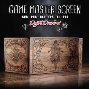 DM Screen SVG 3 paneles GM diseño, Table Top Gaming pantalla svg, juegos rpg svg, regalo Game Master, Pantalla para tablero, Descarga instantánea