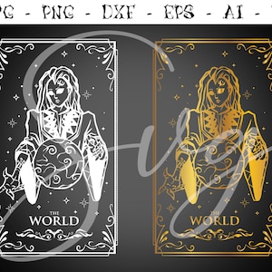 Tarot svg, El MUNDO SVG, Adivino svg, místico svg, Major Arcana Deck svg, Astrología svg, Cricut gótico, Cortar archivos