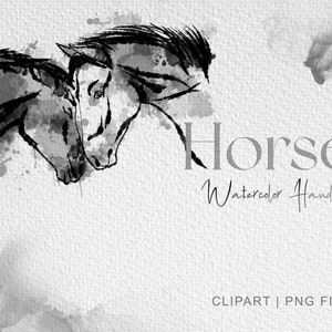 Couple of horses clipart, watercolor horse clipart, Horse Art Printable, animal watercolor painting, animal clipart, Horse lover png