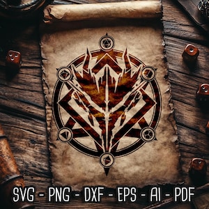 Hexenmeister magischer Kreis Emblem SVG, D20 svg, RPG Polyedrische Würfel svg, Rollenspiel svg, Würfel, Cricut und Silhouette Cut Files
