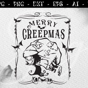 Merry Creepmas svg, Gothic Christmas svg, Creepy Christmas, Spooky Christmas, gothic christmas, witchy christmas, gothmas, Scary Christmas