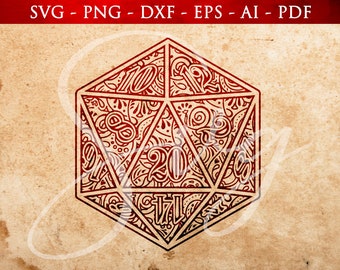 D20 Dice SVG: Polyhedral RPG Clip Art (Digital Files)