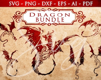 Dragon Illustration Bundle: RPG Clipart, Cut File (Digital Download)