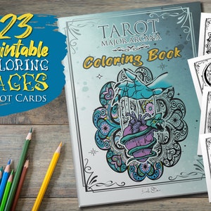 Baraja de Arcanos Mayores del Tarot, libro para colorear, 23 páginas para colorear imprimibles, hojas para colorear, descarga digital