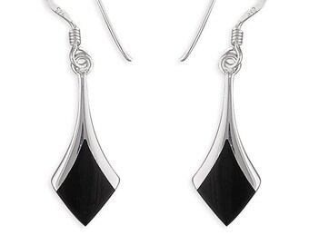 Sterling Silver Diamond-shaped drop Earrings
