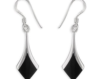 Sterling Silver Diamond-shaped drop Earrings