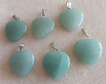 Natural Aventurine Heart 20x20mm with Black Cord chain