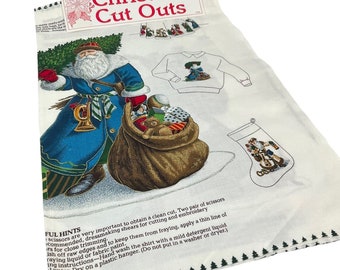 Cranston Print Works Christmas Cut outs Fabric Applique 4 Santa prints New