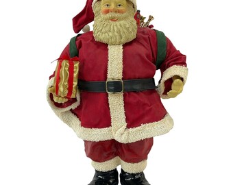 Clothtique Figurine Santa Claus Vintage 1995 Christmas w Presents Bag 13in tall