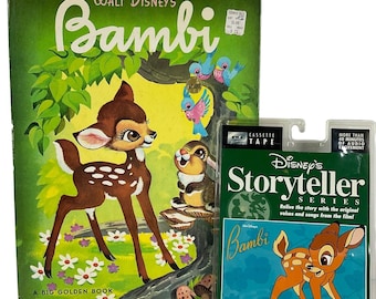 Walt Disney Book & Cassette Tape Bambi A Big Golden Book 1941 Vintage Sealed