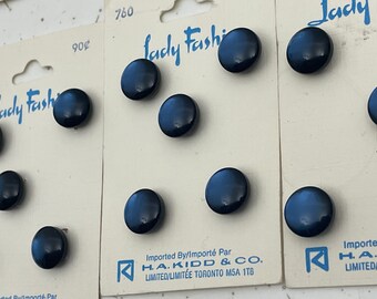 Set of 6 Vintage navy blue sunburst design plastic round buttons 20mm 