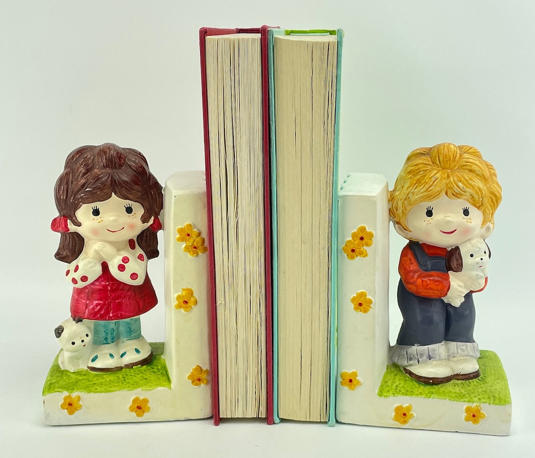 Vintage Bookends 70s Ceramic Bookends Children Bookends Etsy