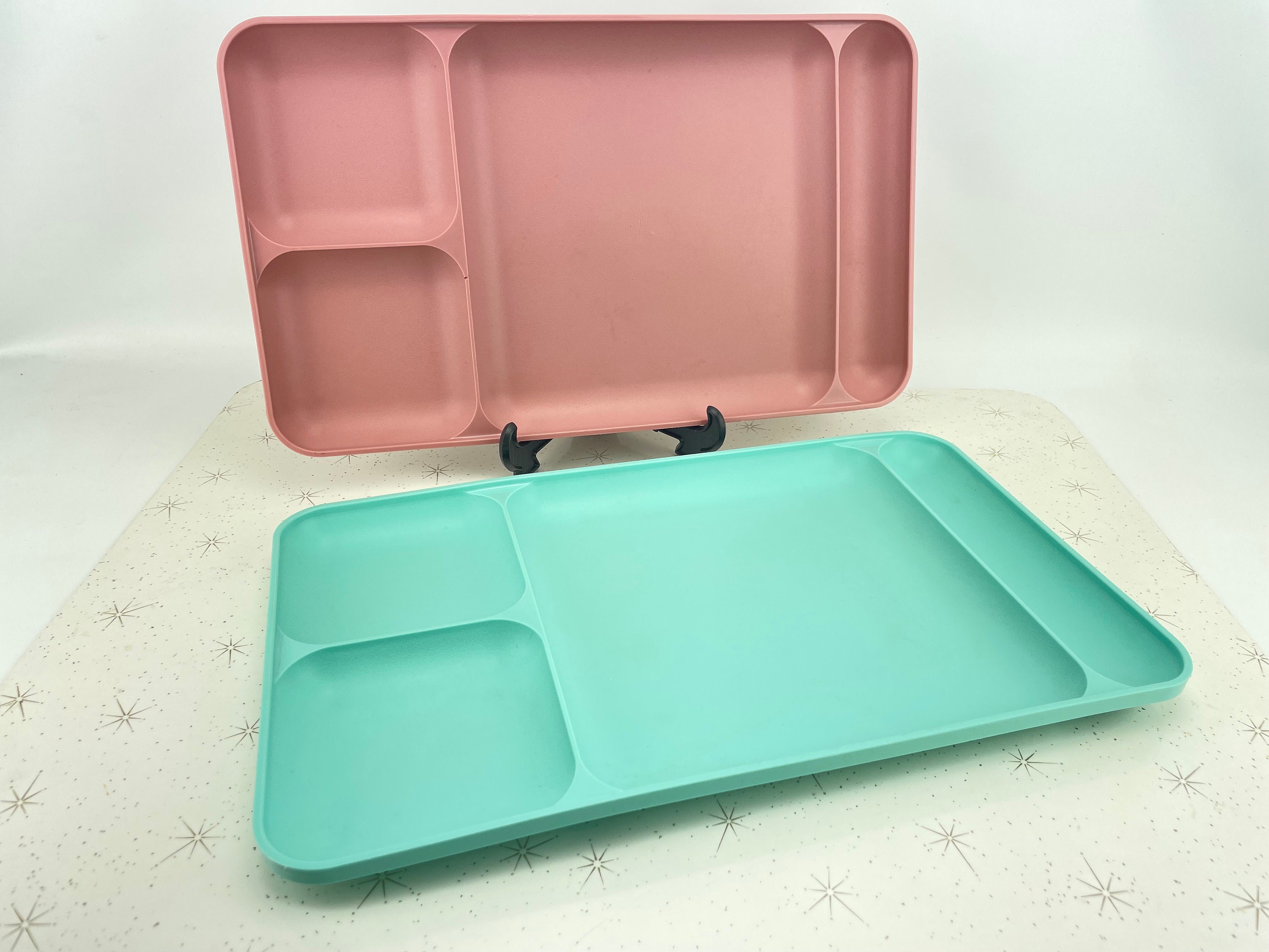 Tupperware Divided Lunch Box Set of 2 Red Turquoise