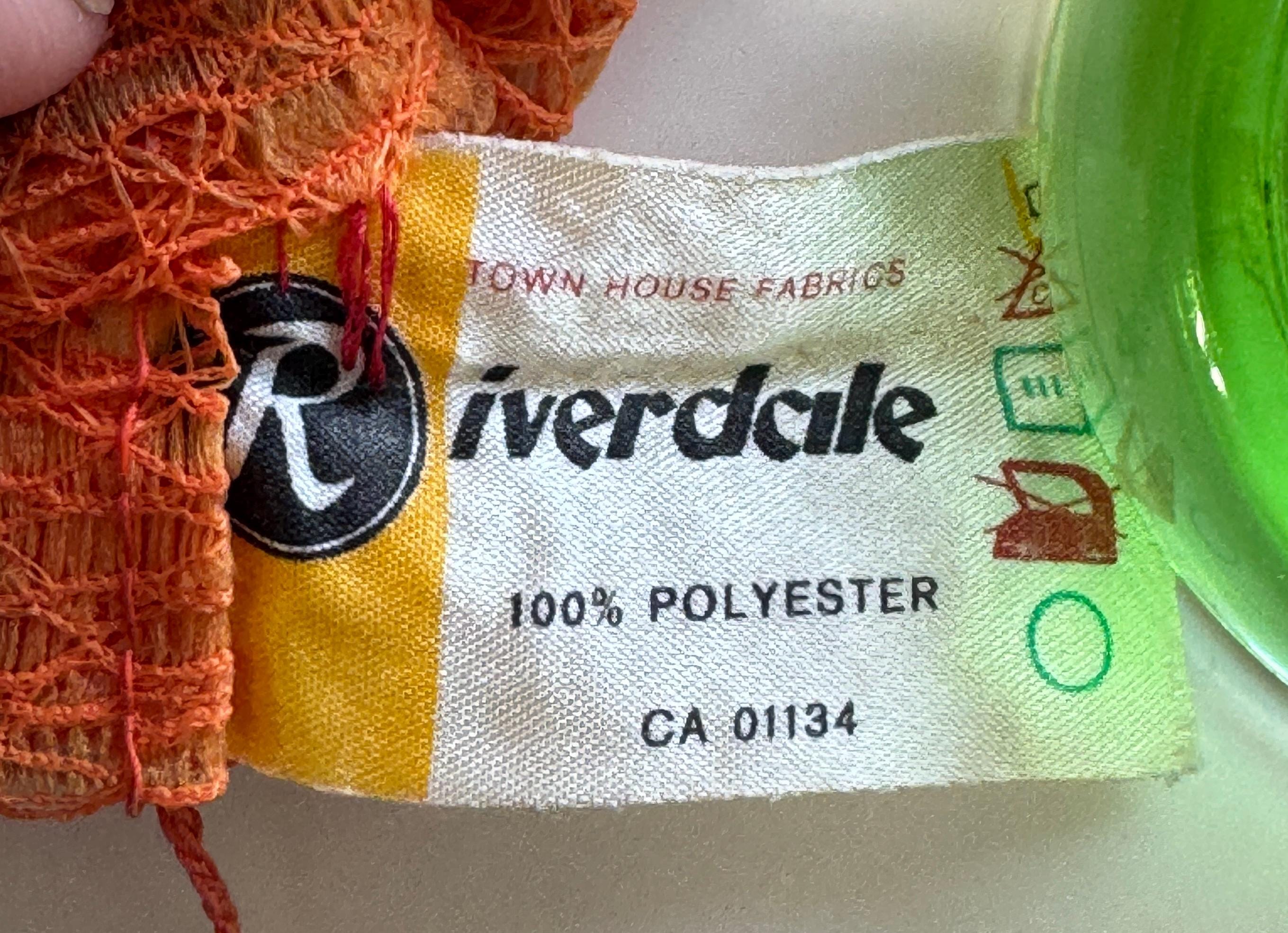 Vintage 70s Pleated Curtain, Price is for 1, Orange Soft Mesh