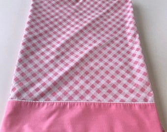 Vintage-Spannbettlaken aus den 70er-Jahren, rosa kariert, Einzelbettgröße, Dan River USA, Preis gilt für 1 Stück, 2 Stück verfügbar, Kindheitserinnerungen der Generation X