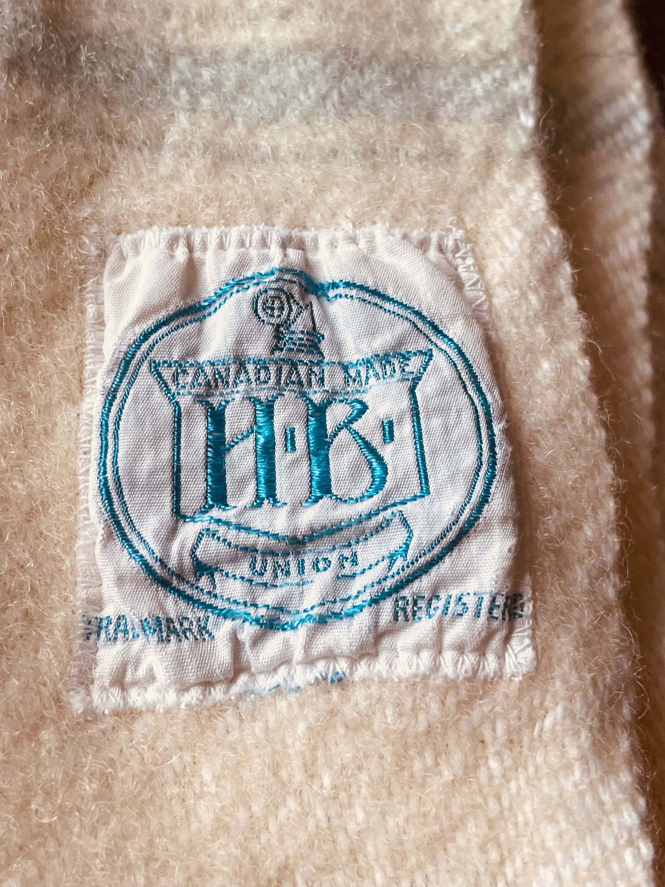 Vintage 1950s 100% Wool Blanket, Horn Brothers, Made in