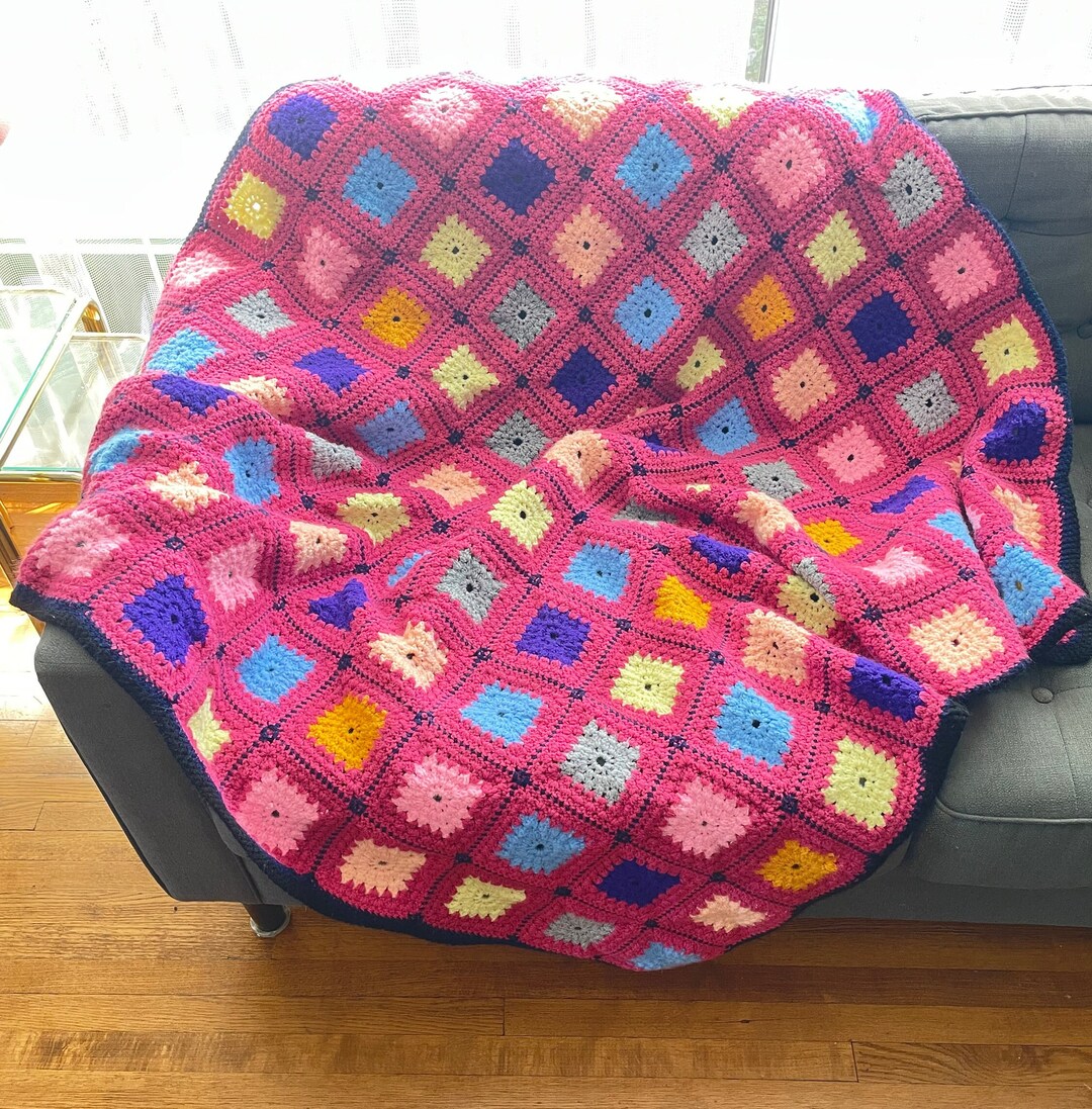 Vintage Throw Granny Square Throw Granny Square Afghan Etsy