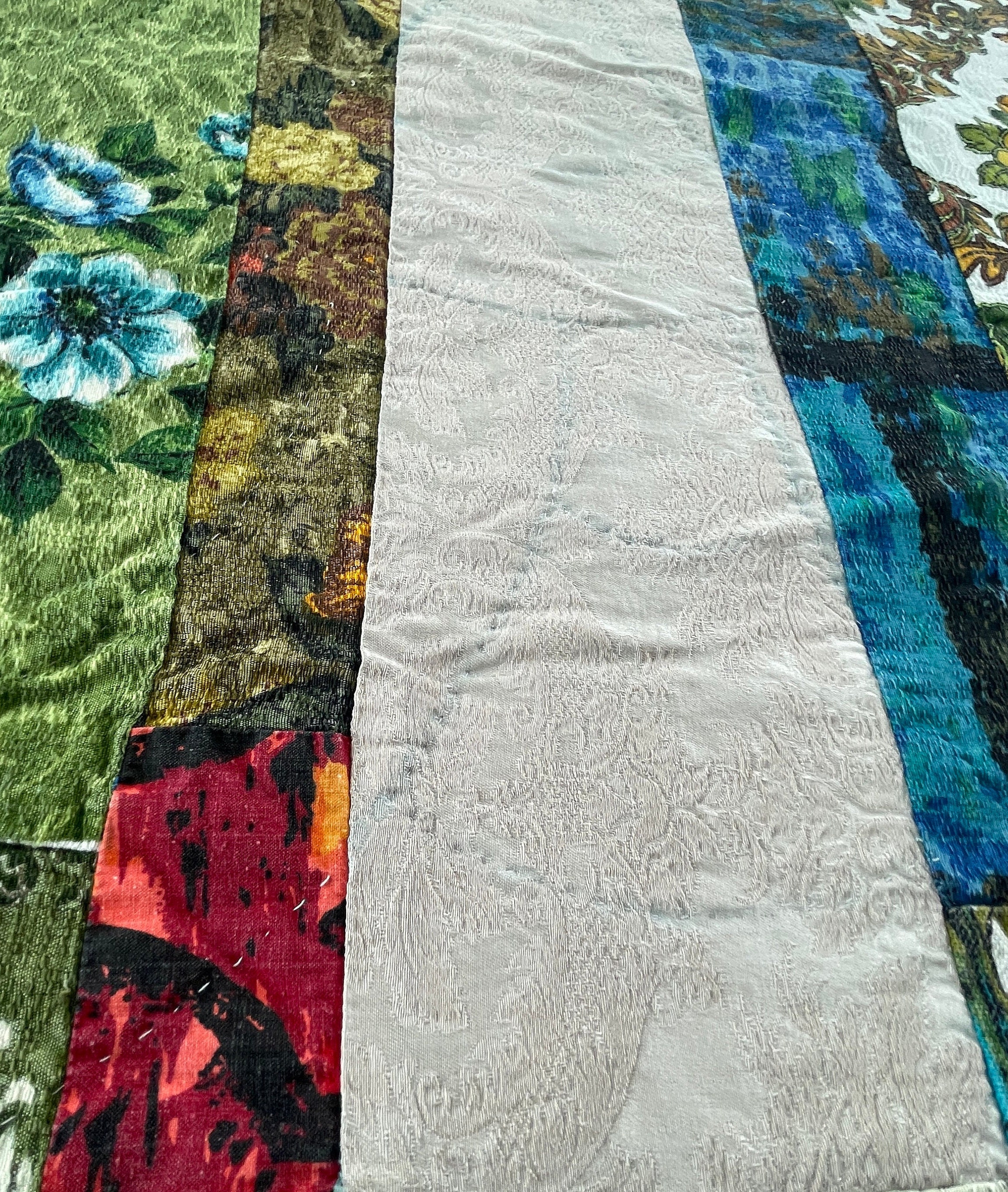 Vintage 70s Patchwork Quilt, Handmade Blanket, 1970s Hand
