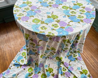 Sábana encimera vintage de los años 70, pensamientos azules y morados, ropa de cama flower power, sábana doble que se puede usar como cama queen, suave y cómoda, nostalgia de la Generación X.