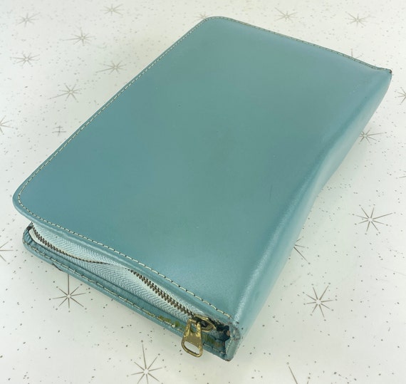 Vintage travel kit, 1960s Mid Century blue leathe… - image 5